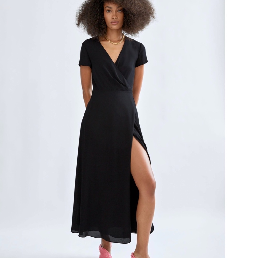 Babaton Slit Wrap Dress in Black